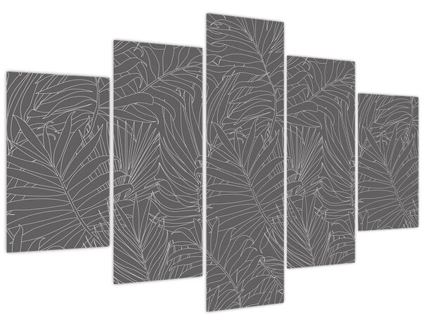 Kép - Szürke pálmalevelek (150x105 cm)