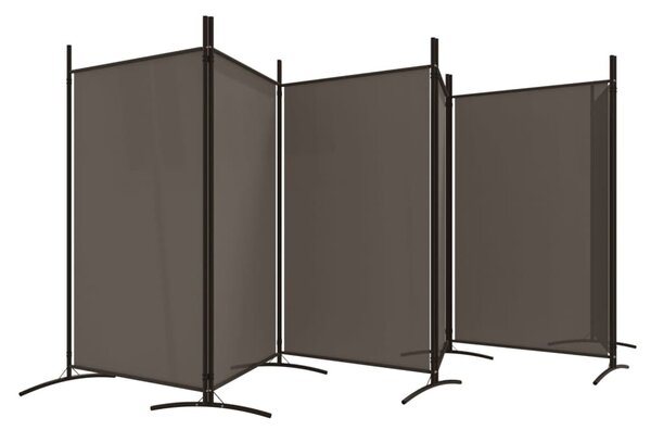6 paneles antracitszürke szövet térelválasztó 520x180 cm
