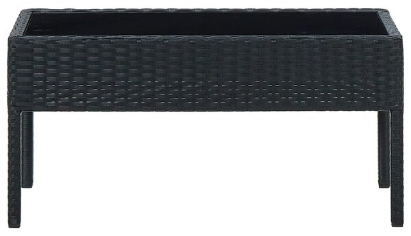 VidaXL fekete polyrattan kerti asztal 75 x 40 x 37 cm
