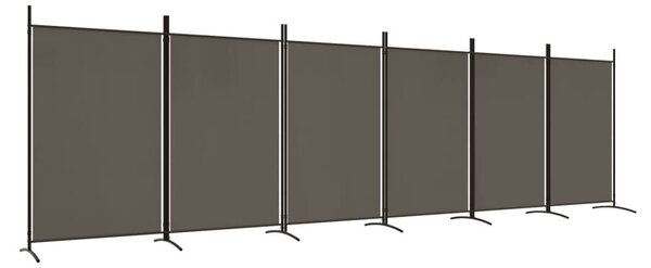 6 paneles antracitszürke szövet térelválasztó 520x180 cm
