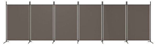 6 paneles antracitszürke szövet térelválasztó 520x180 cm