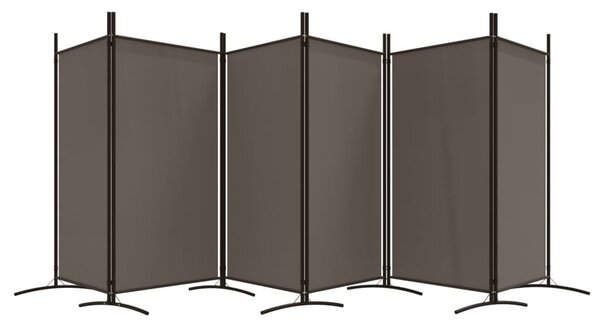 6 paneles antracitszürke szövet térelválasztó 520x180 cm