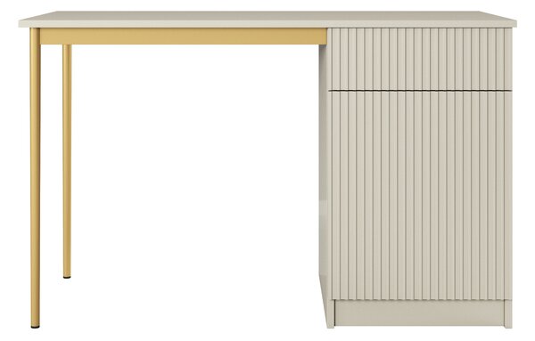 Nicole íróasztal 120 cm, egyajtós, fiókos - kasmír / arany lábak