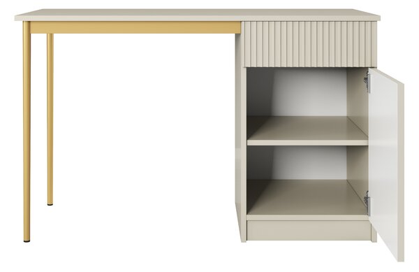 Nicole íróasztal 120 cm, egyajtós, fiókos - kasmír / arany lábak