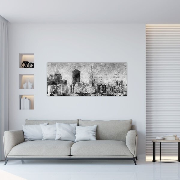 Kép - Kávé művészeti város (120x50 cm)