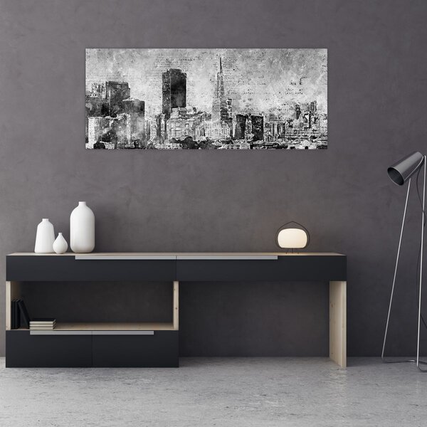 Kép - Kávé művészeti város (120x50 cm)