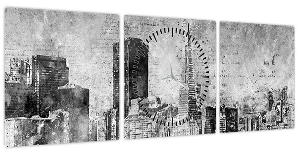 Kép - Kávé művészeti város (órával) (90x30 cm)
