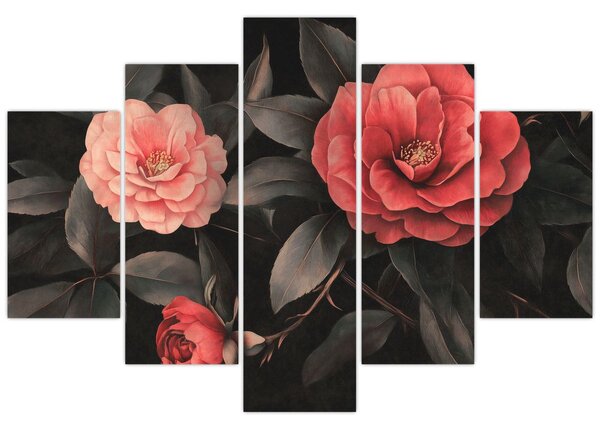 Kép - Vörös virágok sötét háttér előtt (150x105 cm)