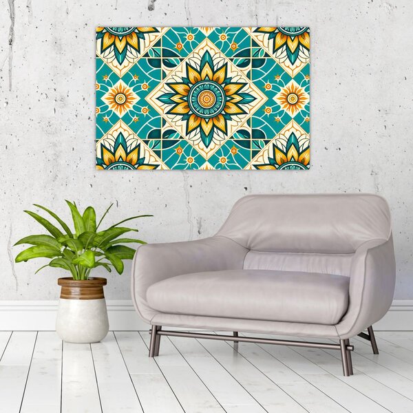 Kép - Türkiz minta (90x60 cm)