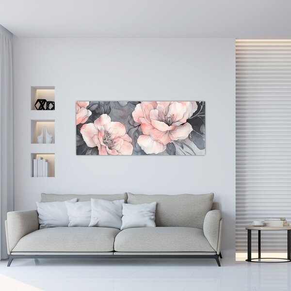 Kép - Virágok vázlata (120x50 cm)