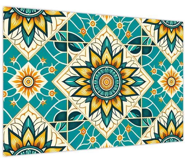 Kép - Türkiz minta (90x60 cm)