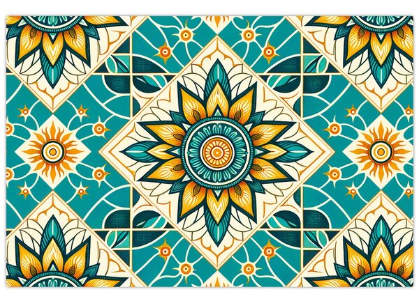 Kép - Türkiz minta (90x60 cm)