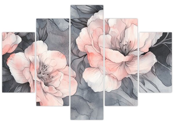 Kép - Virágok vázlata (150x105 cm)