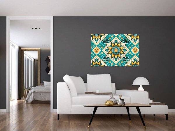 Kép - Türkiz minta (90x60 cm)