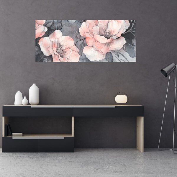 Kép - Virágok vázlata (120x50 cm)