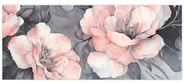 Kép - Virágok vázlata (120x50 cm)