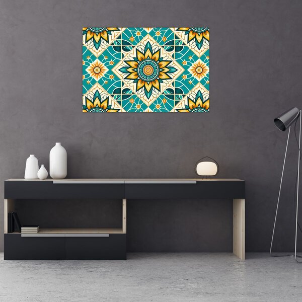 Kép - Türkiz minta (90x60 cm)