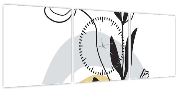 Kép - Virágok vázában N⁰1 (órával) (90x30 cm)