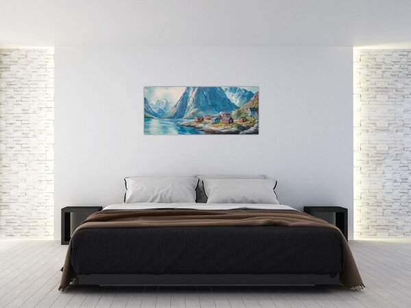 Kép - Norvég falu (120x50 cm)