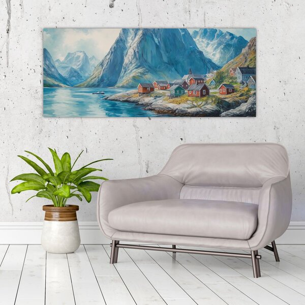 Kép - Norvég falu (120x50 cm)