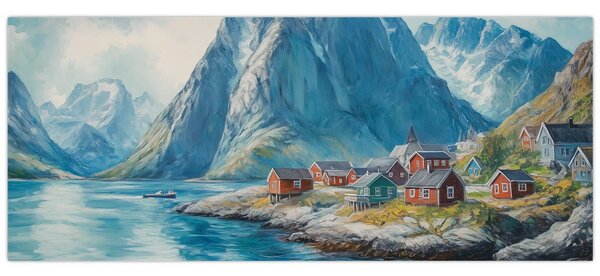 Kép - Norvég falu (120x50 cm)