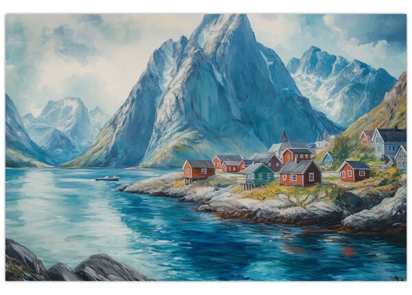 Kép - Norvég falu (90x60 cm)