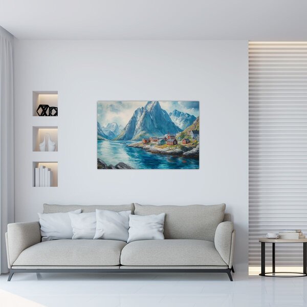 Kép - Norvég falu (90x60 cm)