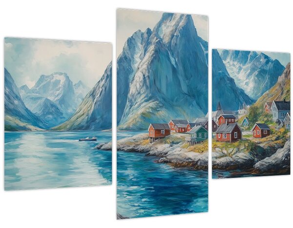Kép - Norvég falu (90x60 cm)