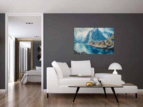 Kép - Norvég falu (90x60 cm)