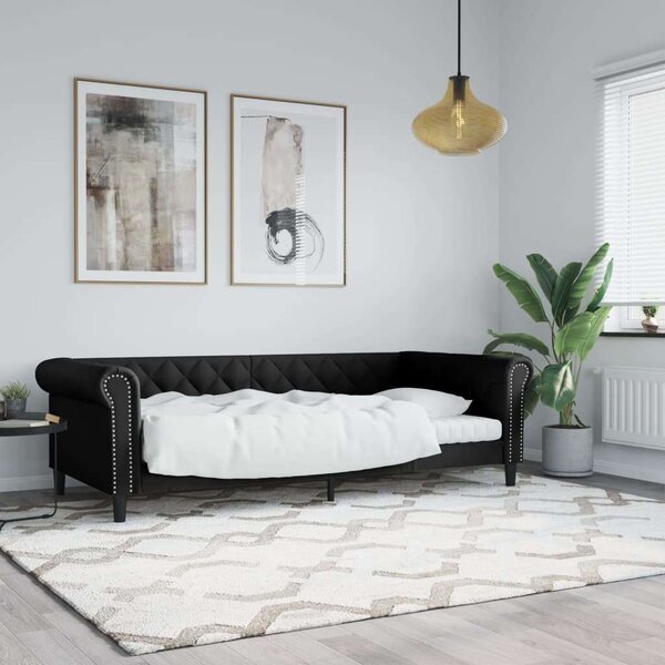 VidaXL fekete műbőr kanapéágy keret 80 x 200 cm