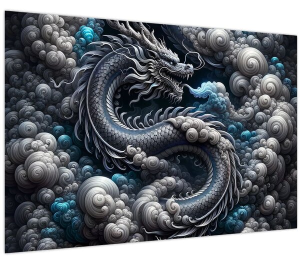 Kép – Sárkány a füstben (90x60 cm)