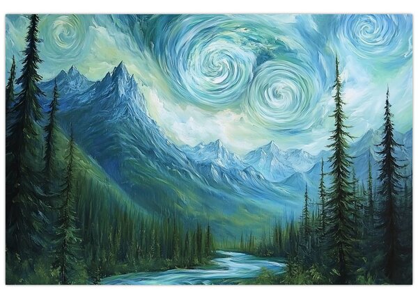 Kép - Táj Van Gogh érintésével (90x60 cm)