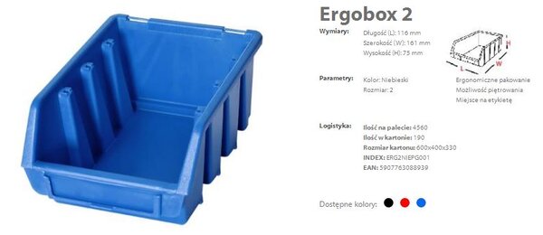 Tároló doboz Organizer Ergobox 2 Kék 155x117x75