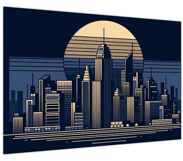 Kép – Geometrikus város (90x60 cm)