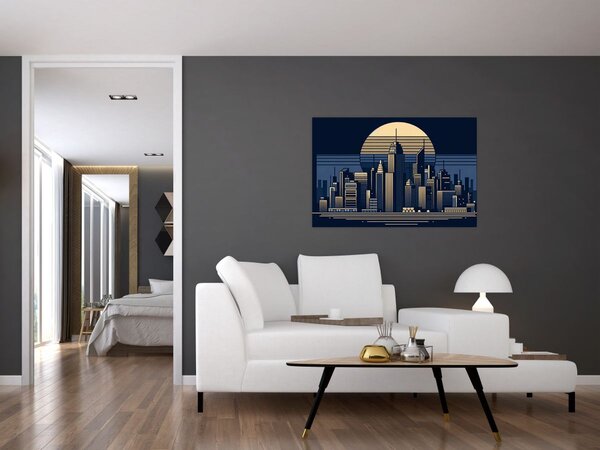 Kép – Geometrikus város (90x60 cm)