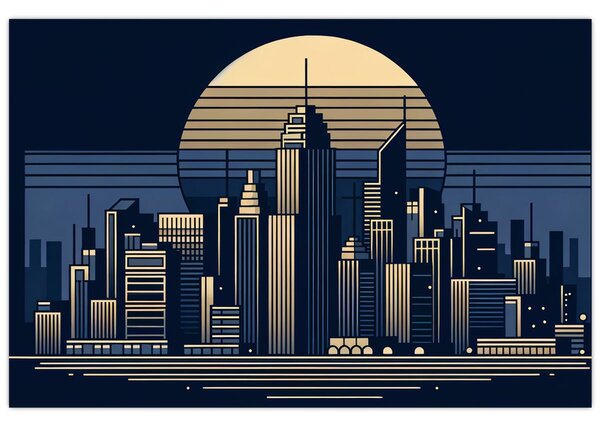 Kép – Geometrikus város (90x60 cm)