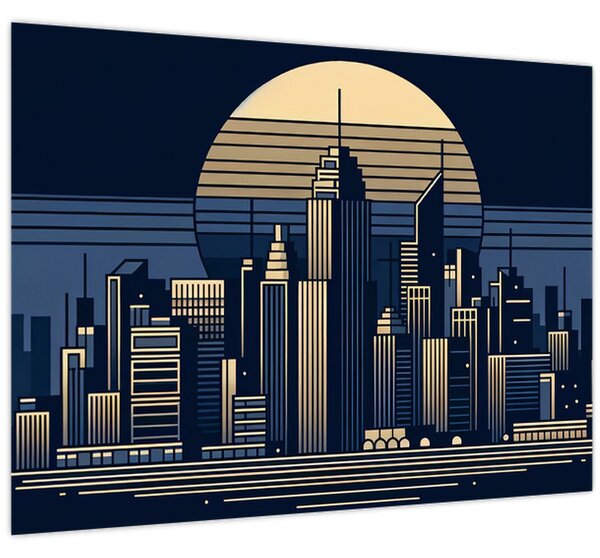 Kép – Geometrikus város (70x50 cm)