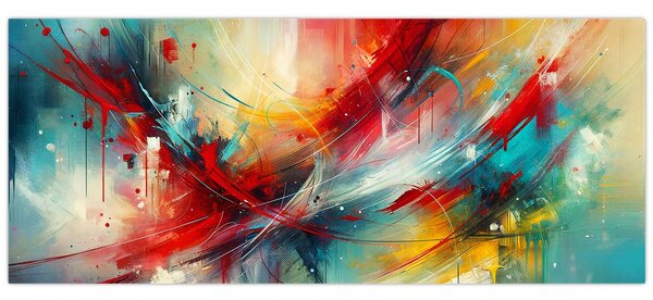 Kép – Absztrakció pirossal (120x50 cm)