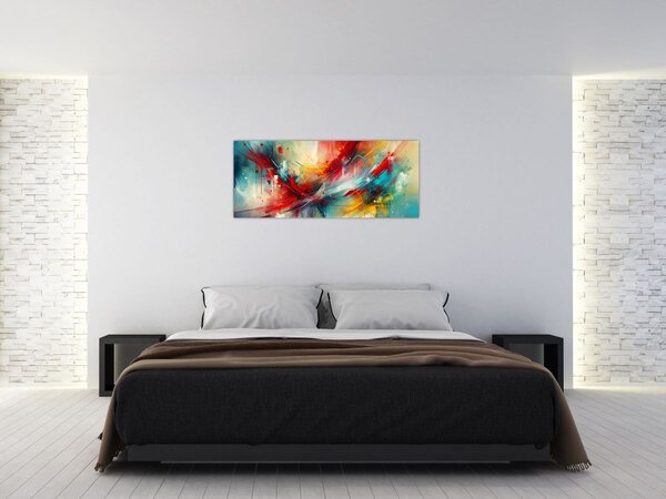 Kép – Absztrakció pirossal (120x50 cm)