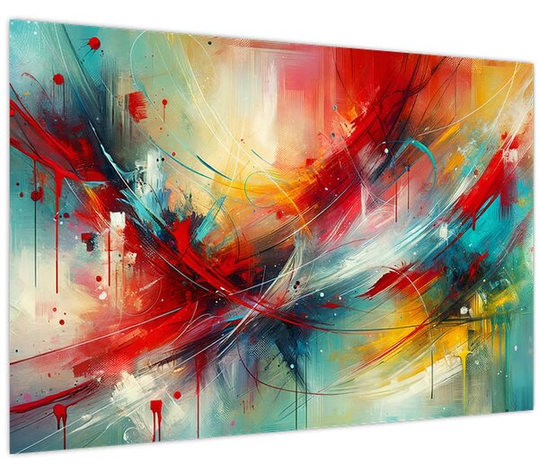 Kép – Absztrakció pirossal (90x60 cm)