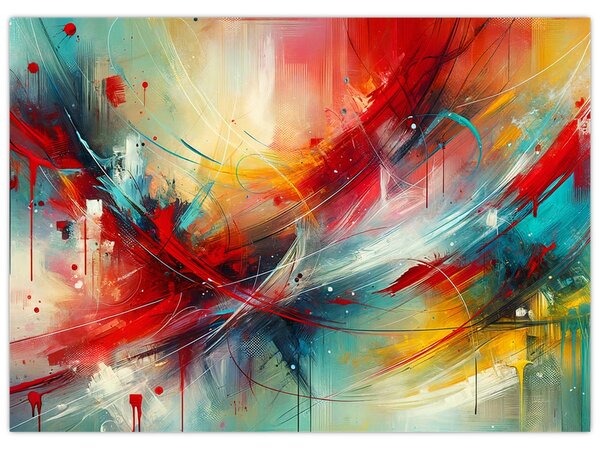 Kép – Absztrakció pirossal (70x50 cm)