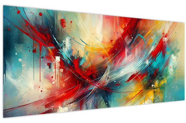 Kép – Absztrakció pirossal (120x50 cm)