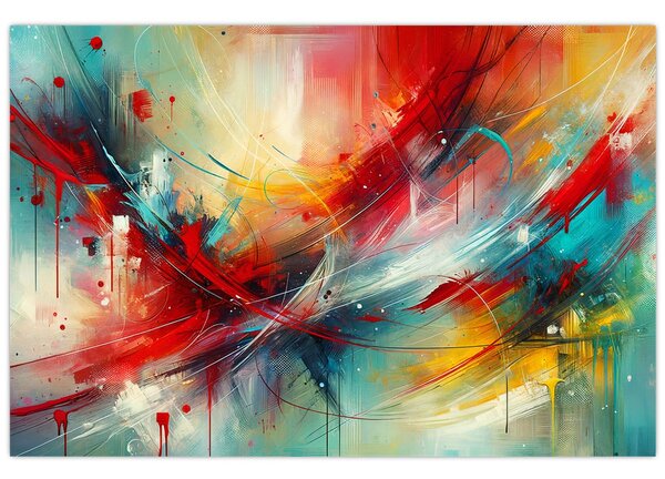 Kép – Absztrakció pirossal (90x60 cm)