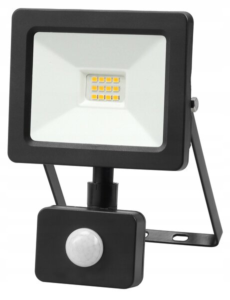Projektor LED 10W 1000lm 4000K Premium z czujnikiem czarny IP44 GW-0009