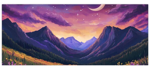 Kép - Lila táj (120x50 cm)