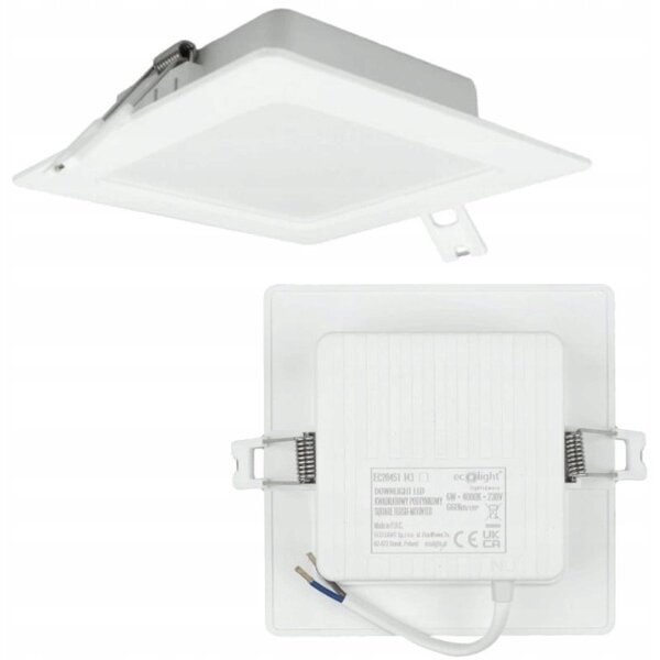 Oprawa downlight P/T kwadrat 6W 660lm 4000K IP20 biały DL-1 EC20451
