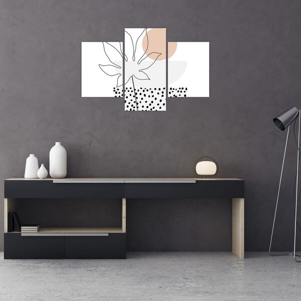 Kép - Vonal művészet virágok N⁰3 (90x60 cm)