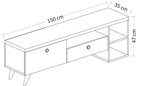 Parion TV-állvány, fekete, 150 cm