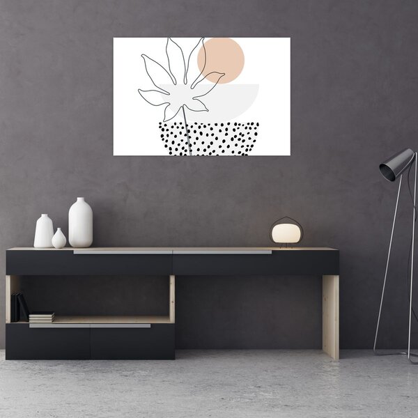 Kép - Vonal művészet virágok N⁰3 (90x60 cm)