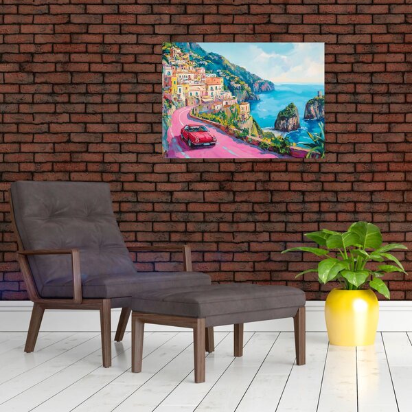 Kép - Rózsaszín part menti út (70x50 cm)